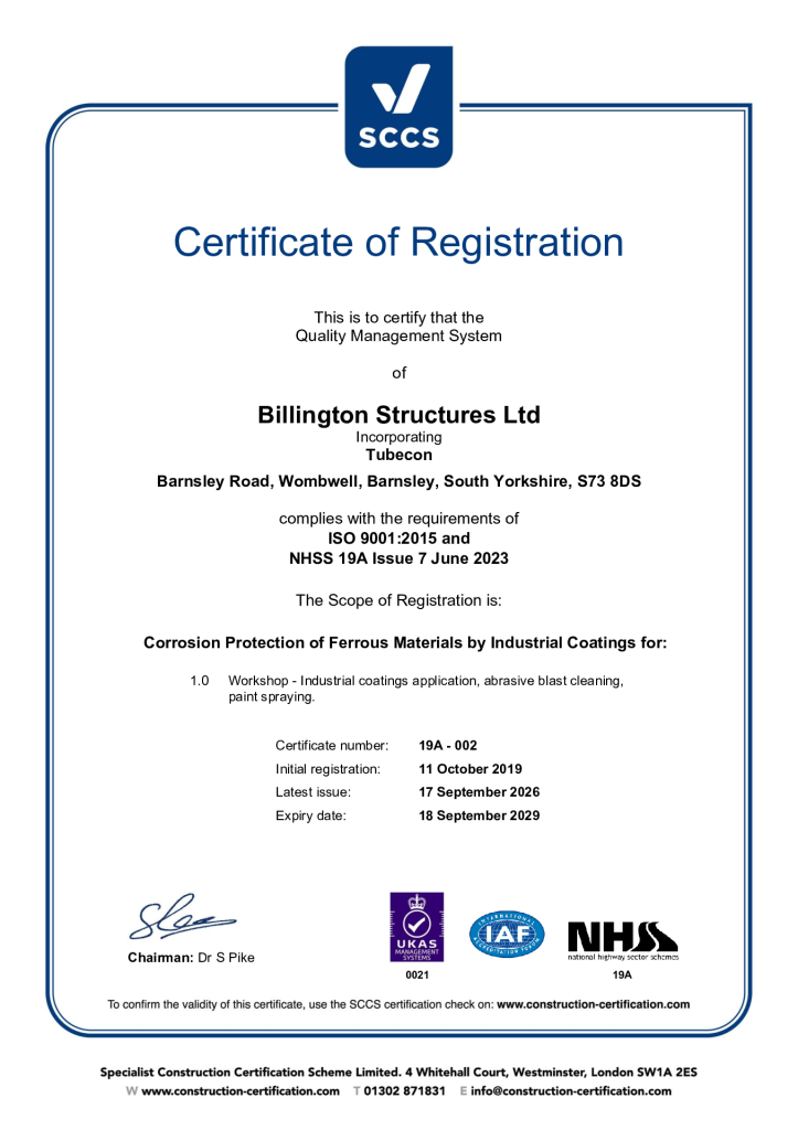 BS EN ISO – NHSS Scheme 19a Corrosion Protection