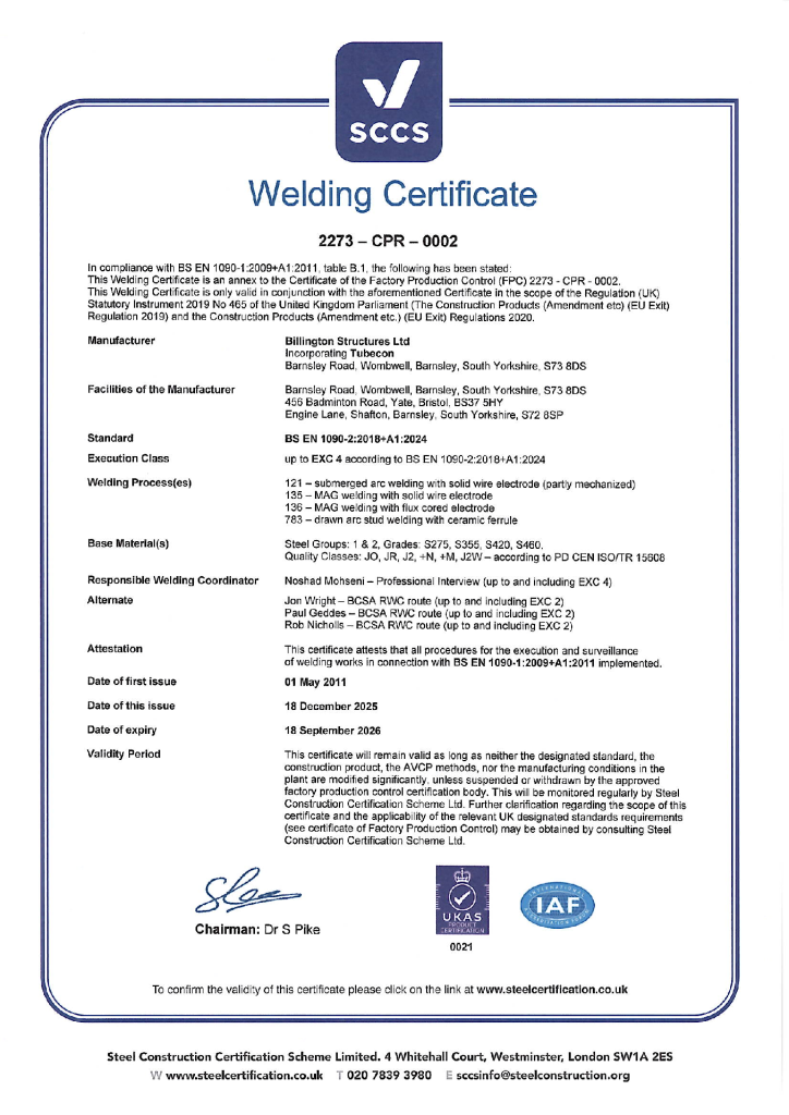BS EN ISO 1090-2 – Welding